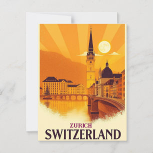 Zurich Switzerland Vintage Reisen Kunst, Dichtung  Postkarte
