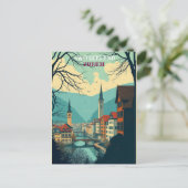 Zurich Switzerland Vintage Reisen Kunst, Dichtung  Postkarte (Stehend Vorderseite)