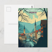 Zurich Switzerland Vintage Reisen Kunst, Dichtung  Postkarte (Vorne/Hinten)