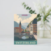 Zurich Switzerland Vintage Reisen Kunst, Dichtung  Postkarte (Stehend Vorderseite)