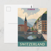 Zurich Switzerland Vintage Reisen Kunst, Dichtung  Postkarte (Vorne/Hinten)