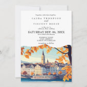 Zurich Switzerland Wedding Retro Einladung (Vorderseite)