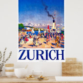 Zürich, Touristenschiff an der Anlegestelle der St Poster (Küche)