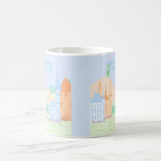 Zurich Travel Art, Schweiz, Blue Retro Travel Kaffeetasse (Mittel)