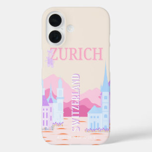 Zurich Travel Art, Schweiz, Pink Preppy Travel iPhone 16 Hülle