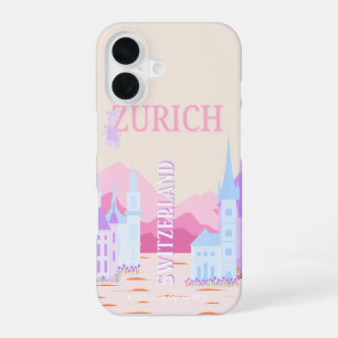 Zurich Travel Art, Schweiz, Pink Preppy Travel iPhone 16 Hülle