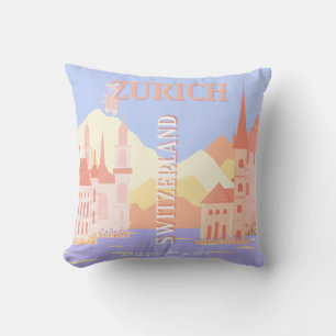 Zurich Travel Art, Schweiz Reisen Art Kissen