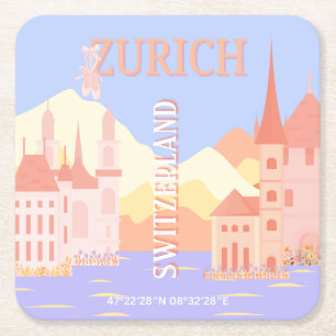 Zurich Travel Art, Schweiz Reisen Art Rechteckiger Pappuntersetzer