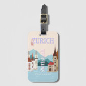 Zurich Travel Art, Schweiz Reisen Art, Retro Gepäckanhänger (Vorderseite Vertikal)