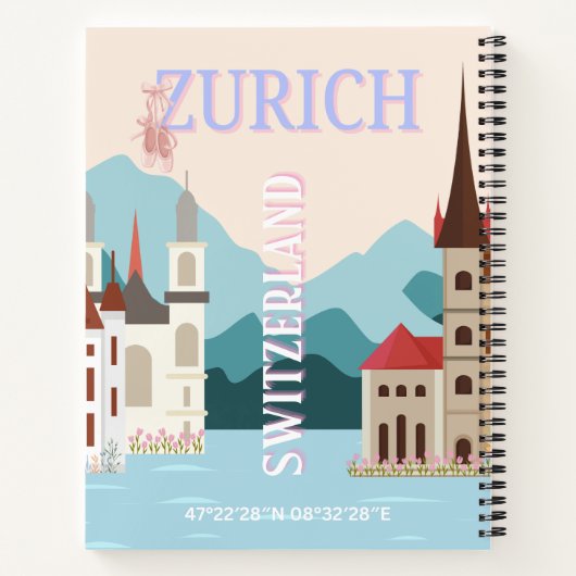Zurich Travel Art, Schweiz Reisen Art, Retro Notizblock (Rückseite)