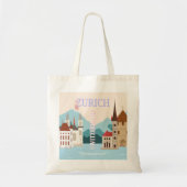 Zurich Travel Art, Schweiz Reisen Art, Retro Tragetasche (Vorne)