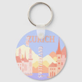 Zurich Travel Art, Schweiz Reisen Art Schlüsselanhänger (Vorderseite)