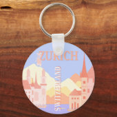 Zurich Travel Art, Schweiz Reisen Art Schlüsselanhänger (Rückseite)