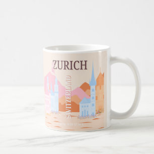 Zurich Travel Art, Schweiz, Retro Travel Art Kaffeetasse