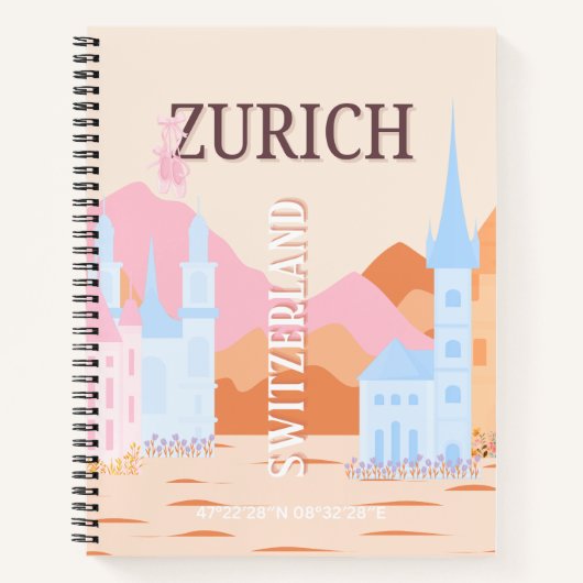 Zurich Travel Art, Schweiz, Retro Travel Art Notizblock (Vorderseite)