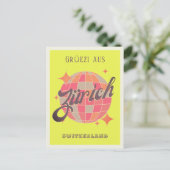 Zurich Zürich Schweiz Neon Disco Postkarte (Stehend Vorderseite)