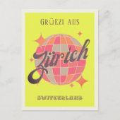 Zurich Zürich Schweiz Neon Disco Postkarte (Vorderseite)