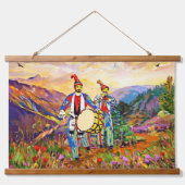 Zurna Dawola Wood Topped Wall Tapestry Wandteppich Mit Holzrahmen (Vorne)