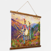 Zurna Dawola Wood Topped Wall Tapestry Wandteppich Mit Holzrahmen (Gewinkelt)