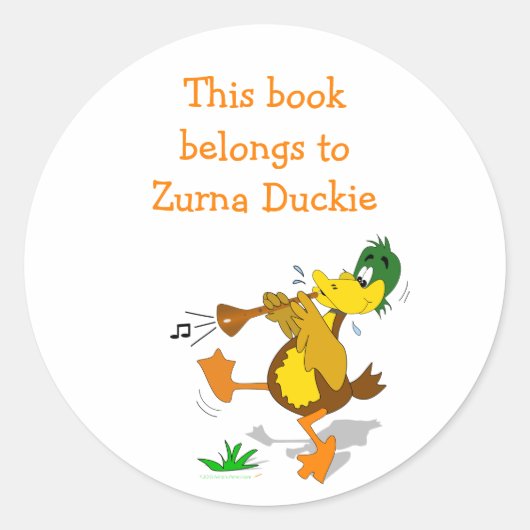 Zurna Duck Personalisiert Buchzeichen Sticker Vorl (Vorderseite)