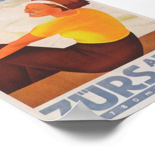 Zürs Austria Vintag Ski Poster (Ecke)