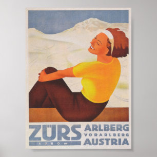 Zürs Austria Vintag Ski Poster