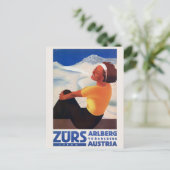 Zürs Austria Vintage Poster 1935 Postkarte (Stehend Vorderseite)