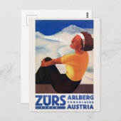 Zürs Austria Vintage Poster 1935 Postkarte (Vorne/Hinten)