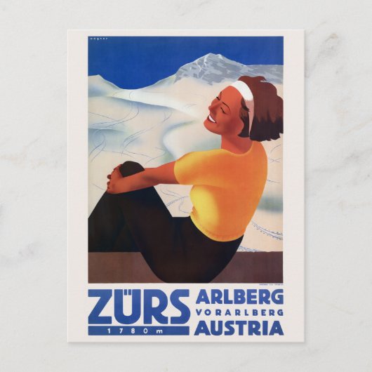 Zürs Austria Vintage Poster 1935 Postkarte (Vorderseite)