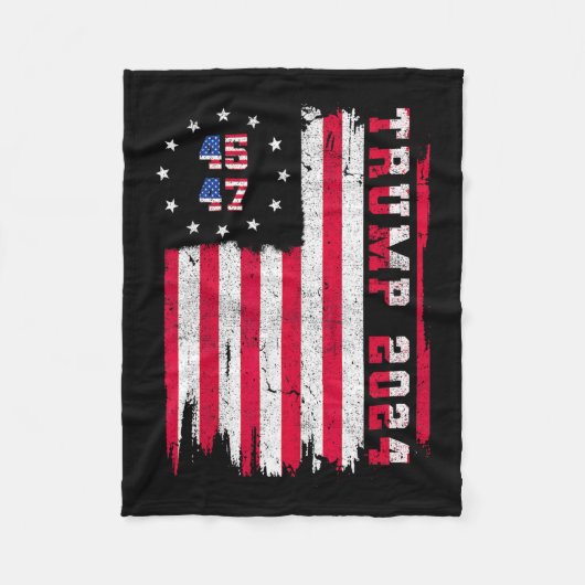 Zurück) 45 47 Trump 2024 Amerikanische Flagge Fleecedecke (Vorderseite)