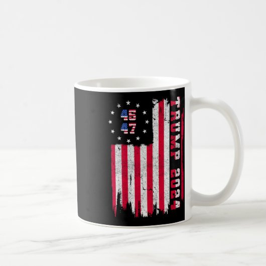 Zurück) 45 47 Trump 2024 Amerikanische Flagge Kaffeetasse (Rechts)