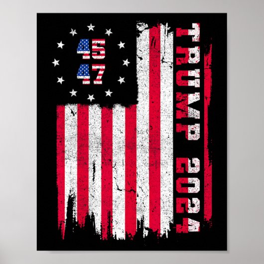 Zurück) 45 47 Trump 2024 Amerikanische Flagge Poster (Vorne)