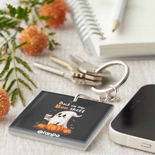 Zurück auf meinem Bootschild Funny Halloween Boo G Schlüsselanhänger (Vorderseite rechts)