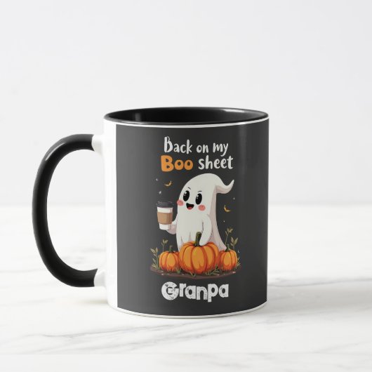 Zurück auf meinem Bootschild Funny Halloween Boo G Tasse (Links)