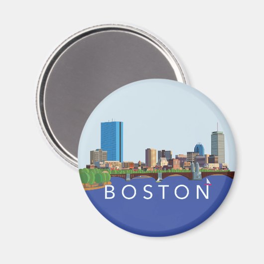 Zurück Bay Boston Skyline Computerdarstellung Magnet (Vorderseite/Rückseite)