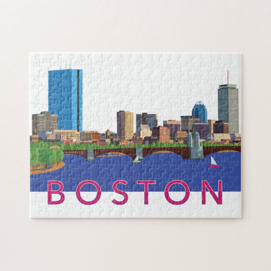 Zurück Bay Boston Skyline Illustration Puzzle (Horizontal)
