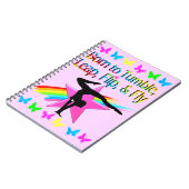 ZURÜCK DREHEND GYMNASTIK-MÄDCHEN-RAINBOW-DESIGN NOTIZBLOCK (Linke Seite)