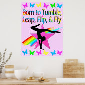 ZURÜCK DREHEND GYMNASTIK-MÄDCHEN-RAINBOW-DESIGN POSTER (Küche)
