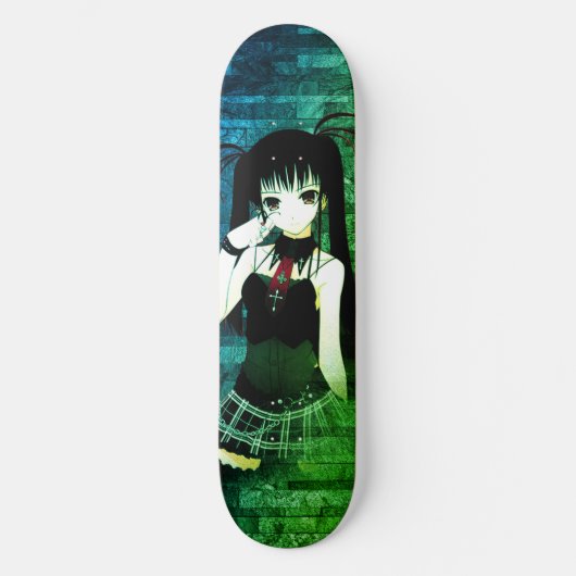 Zurück Farbe Anime Girl Skateboard (Vorderseite)