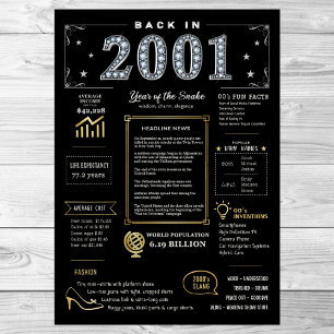 Zurück im Jahr 2001 Printable Poster, 2001 Geburts Poster
