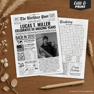 Zurück im Jahr 2010 Geburtstagszeitung mit maßgesc Feiertagskarte