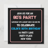 Zurück in die 80er Jahre Einladung (Rückseite)