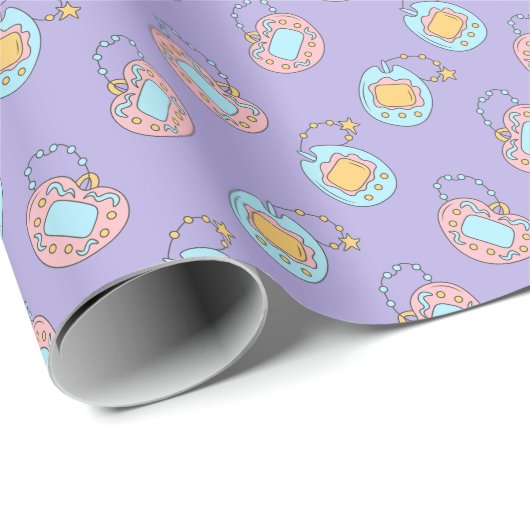 Zurück in die 90er Jahre - Farbiges Y2K Tamagotchi Geschenkpapier (Rolleneckpunkt)