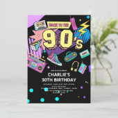 Zurück in die 90er Jahre Moderner Retro Neon 30. G Einladung (Stehend Vorderseite)