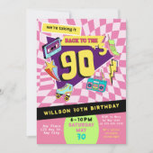 Zurück in die 90er Jahre Moderner Retro Neon 30. G Einladung (Vorderseite)