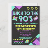 Zurück in die 90er Jahre Retro Geburtstag Einladung (Vorderseite)