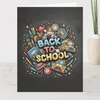 Zurück in die Schule - farbenfrohe Gestaltung der Karte