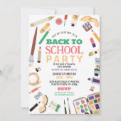 Zurück in die Schule Party Stationäre Stifte einla Einladung (Vorderseite)