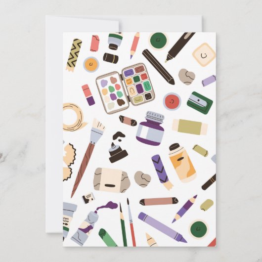 Zurück in die Schule Party Stationäre Stifte einla Einladung (Rückseite)