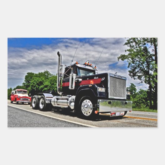 Zurück in schwarzen Superliner-Aufklebern Rechteckiger Aufkleber (Vorderseite)